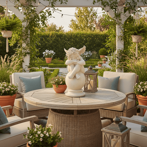 Sleeping Cherub on Sphere Outdoor Statue (17 - Inch) Side Angle