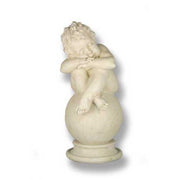Sleeping Cherub on Sphere Outdoor Statue (17 - Inch)