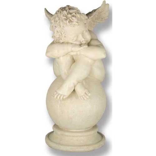 Sleeping Cherub on Sphere Outdoor Statue (17 - Inch)