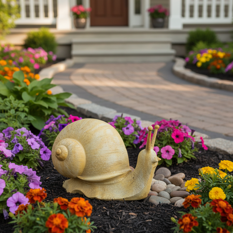 Snail Garden Statue (18 - Inch) Side Angle