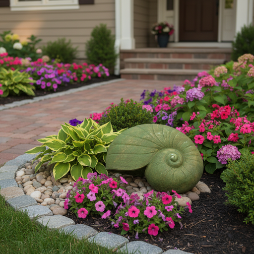 Snail Shell Garden Statue (28 - Inch) Side Angle