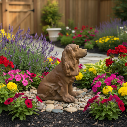 Spaniel Garden Statue (11.5 - Inch) Side Angle