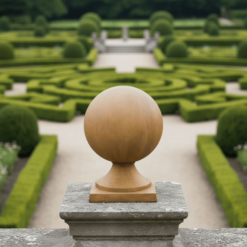 Sphere Estate Finial Outdoor Statue (30 - Inch) Side Angle