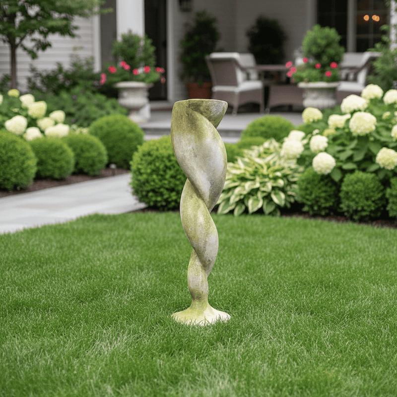 Spiral Column Outdoor Statue (43 - Inch) Side Angle