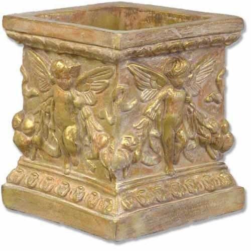 Square planter with Winged Cherubs Outdoor Statue (8 - Inch)