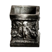 Square planter with Winged Cherubs Outdoor Statue (8 - Inch) Side View