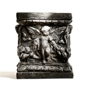 Square planter with Winged Cherubs Outdoor Statue (8 - Inch) Different Angle