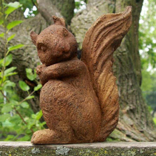 Squirrel Garden Statue (10 - Inch) Side Angle