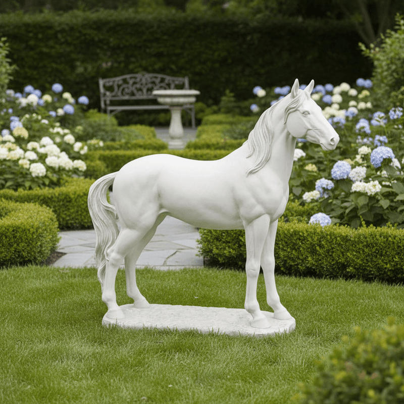 Stallion Horse Garden Statue (47 - Inch) Side Angle