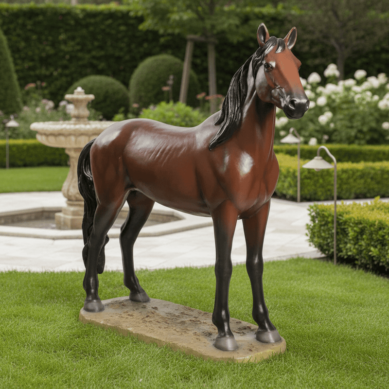 Stallion Horse Garden Statue (47 - Inch) Side Angle