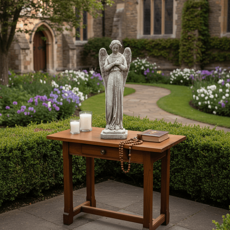 Standing Angel Outdoor Statue (21 - Inch) Side Angle