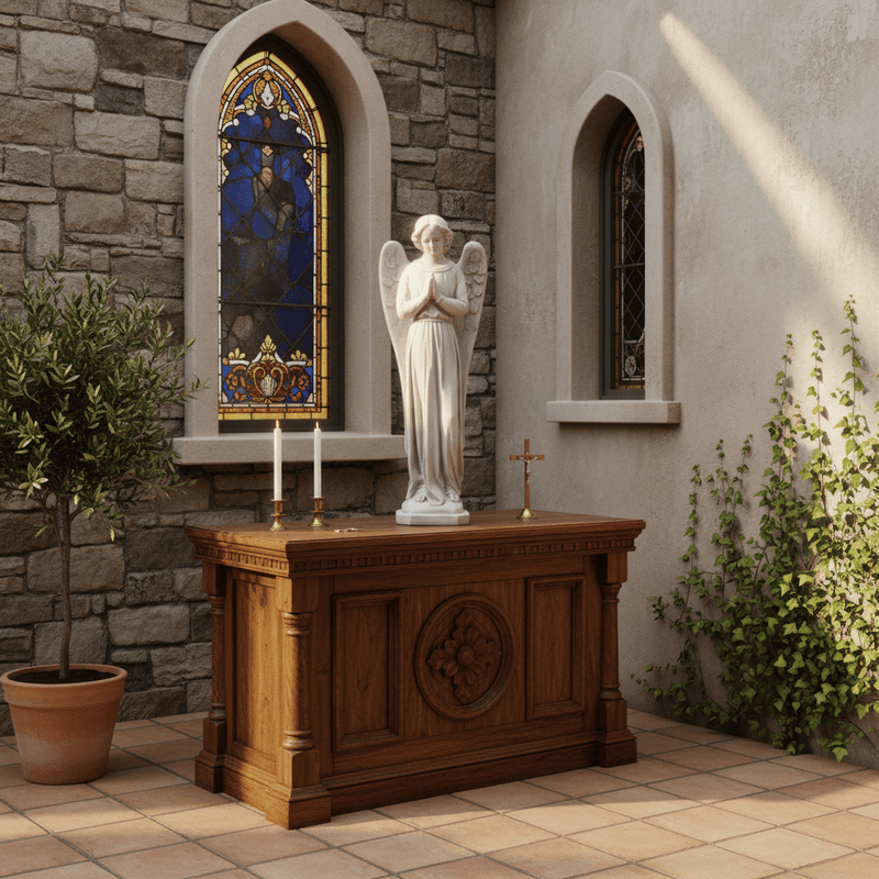 Standing Angel Outdoor Statue (21 - Inch) Side Angle