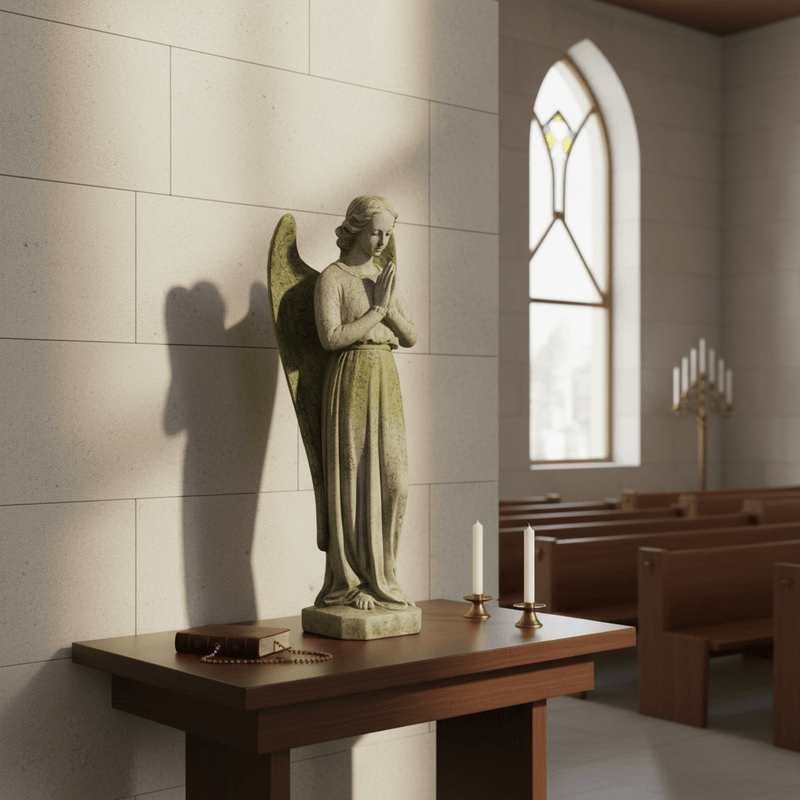 Standing Angel Outdoor Statue (25 - Inch) Side Angle