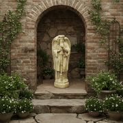 Standing Angel With Candlestick Outdoor Statue (27 - Inch) Side Angle