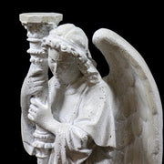 Standing Angel With Candlestick Outdoor Statue (27 - Inch) Angled View