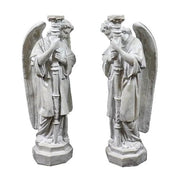 Standing Angel With Candlestick Outdoor Statue (27 - Inch) Side View