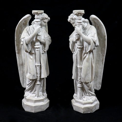 Standing Angel With Candlestick Outdoor Statue (27 - Inch)