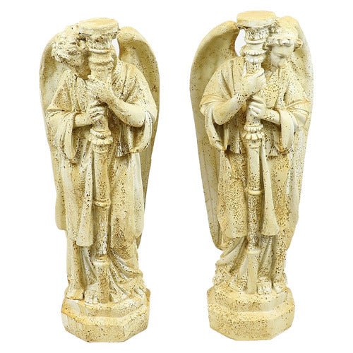 Standing Angel With Candlestick Outdoor Statue (27 - Inch) Side View