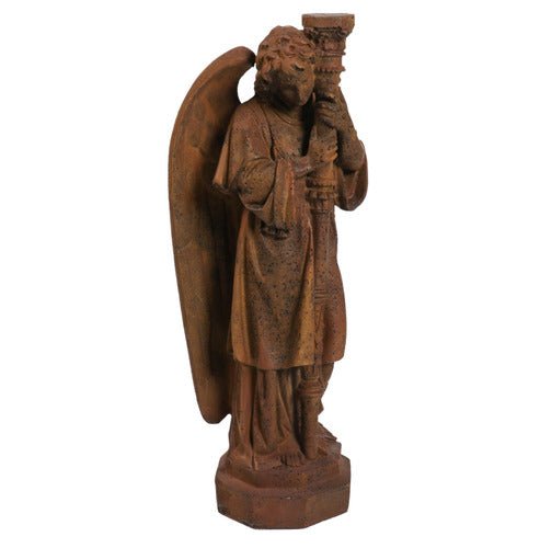 Standing Angel With Candlestick Outdoor Statue (27 - Inch)