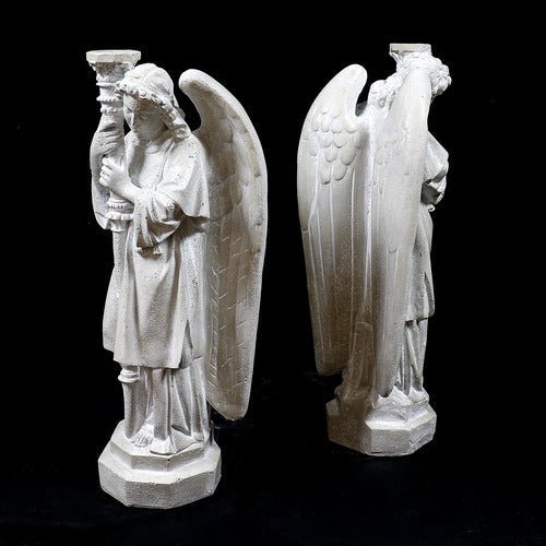 Standing Angel With Candlestick Outdoor Statue (27 - Inch) Different Angle