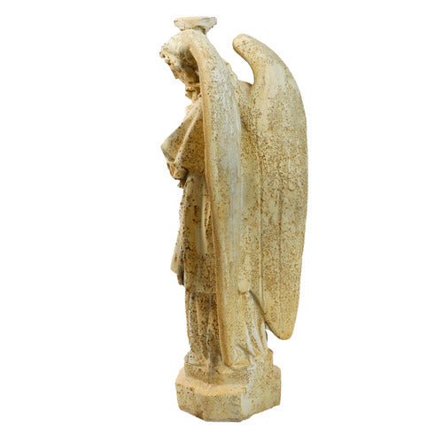 Standing Angel With Candlestick Outdoor Statue (27 - Inch) Other Angle