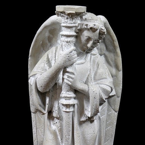 Standing Angel With Candlestick Outdoor Statue (27 - Inch)