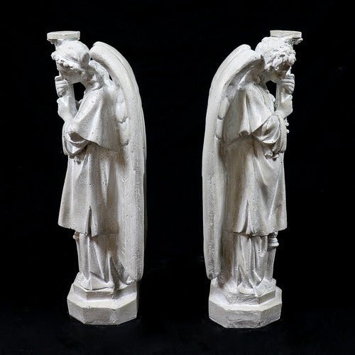 Standing Angel With Candlestick Outdoor Statue (27 - Inch) Other Angle