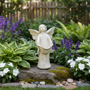 Standing Cherubs Garden Statue (14 - Inch) Side Angle