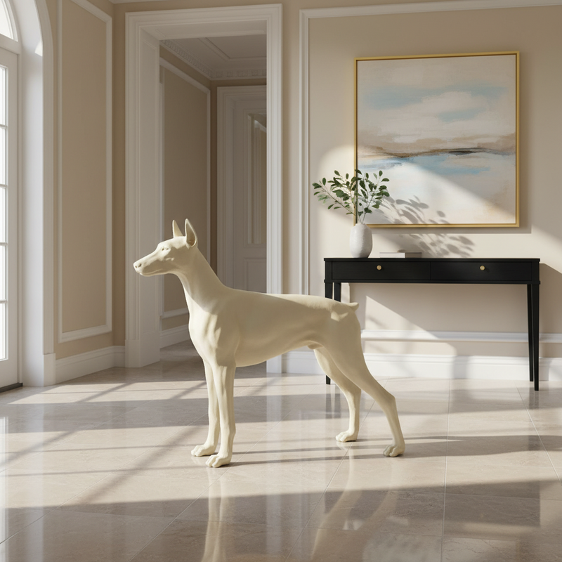 Standing Doberman Dog Garden Statue (32-Inch)