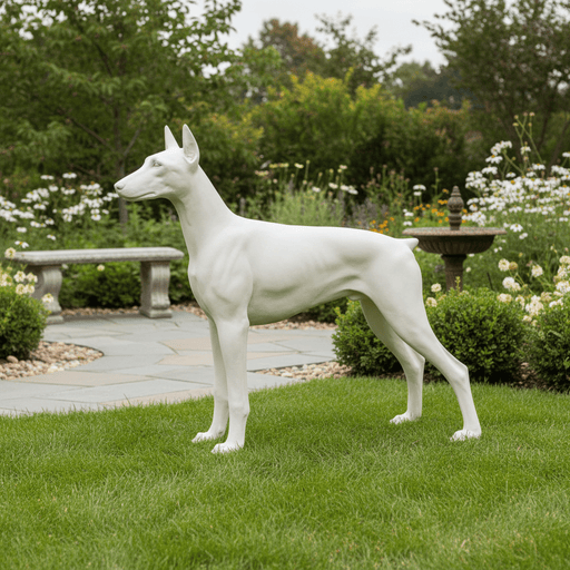 Standing Doberman Dog Garden Statue (32 - Inch) Side Angle