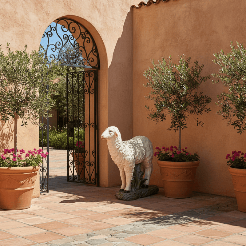 Standing Sheep Religious Statue (24 - Inch) Side Angle