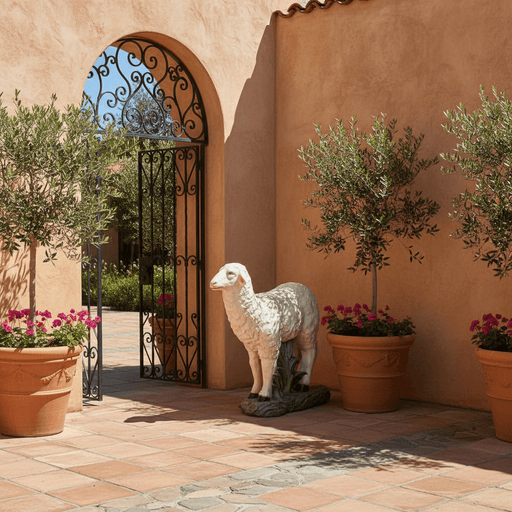 Standing Sheep Religious Statue (24 - Inch) Side Angle