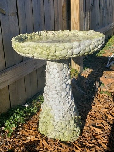 Stone And Flower Birdbath Statue (22 - Inch)