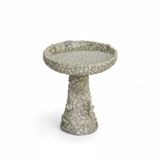 Stone And Flower Birdbath Statue (22 - Inch) Side View
