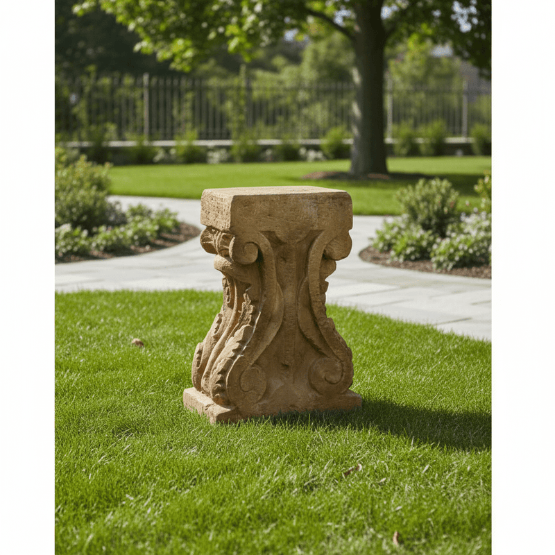 Stone Table Base Outdoor Statue (29 - Inch) Side Angle