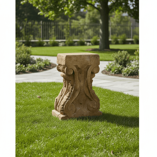 Stone Table Base Outdoor Statue (29 - Inch) Side Angle