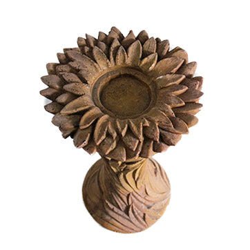 Sunflower Candle Holder Statue (18 - Inch) Side Angle