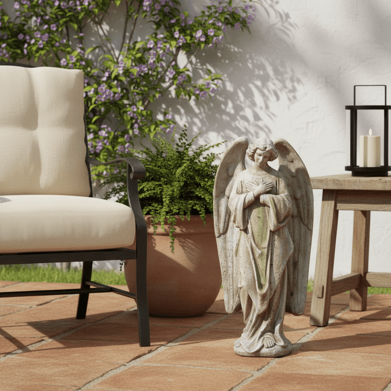 Sympathy Praying Angel Outdoor Statue (18 - Inch) Side Angle