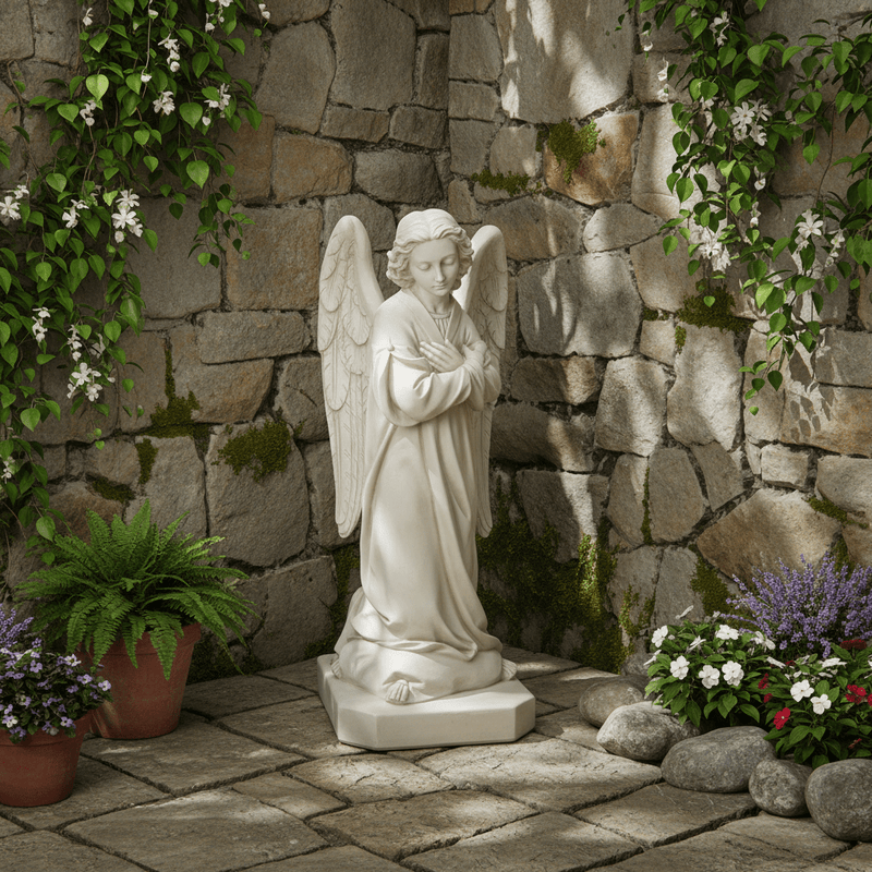 Sympathy Winged Angel Outdoor Statue (39 - Inch) Side Angle