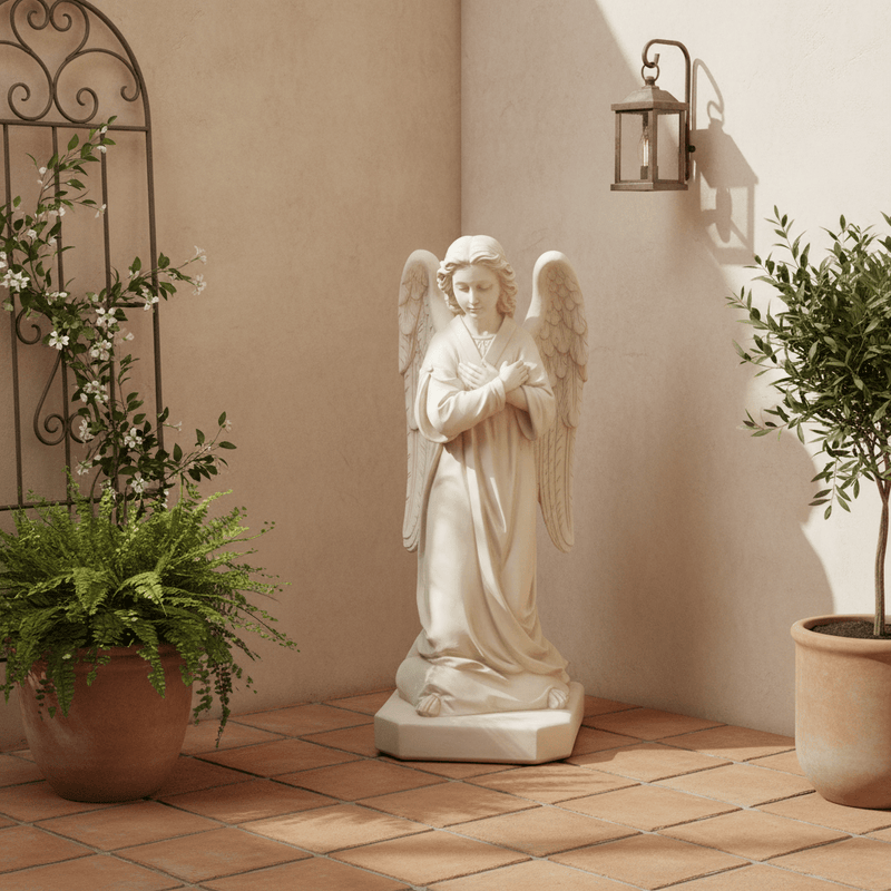 Sympathy Winged Angel Outdoor Statue (39 - Inch) Side Angle
