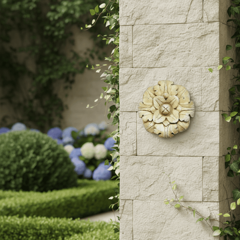Tara Rosette Outdoor Statue (12 - Inch) Side Angle