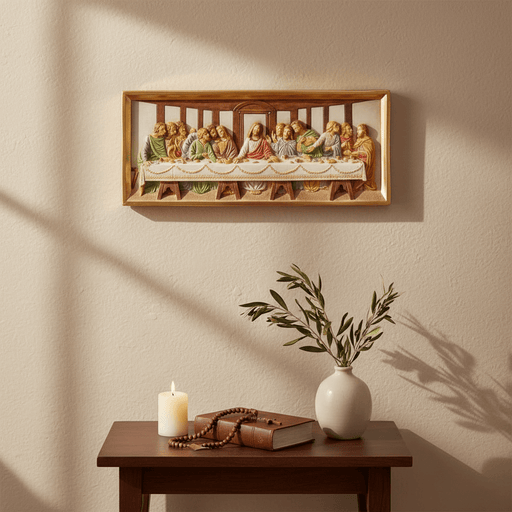 The Last Supper Wall Relief Statue (25 - Inch) Side Angle