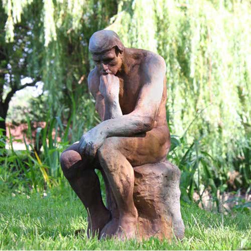 Thinker By Rodin Large Statue (22 - Inch) Side Angle