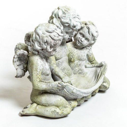 Three Cherub Birdfeeder Statue (13 - Inch) Different Angle