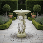 Three Cherubs Garden Fountain with Bowl (29 - Inch) Side Angle