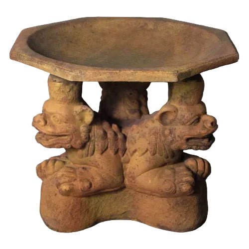 Three Foo Dogs Birdbath Statue (20 - Inch)