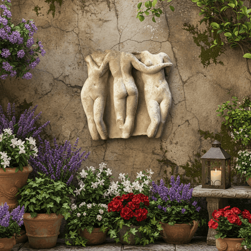 Three Graces Frieze Statue (15 - Inch) Side Angle