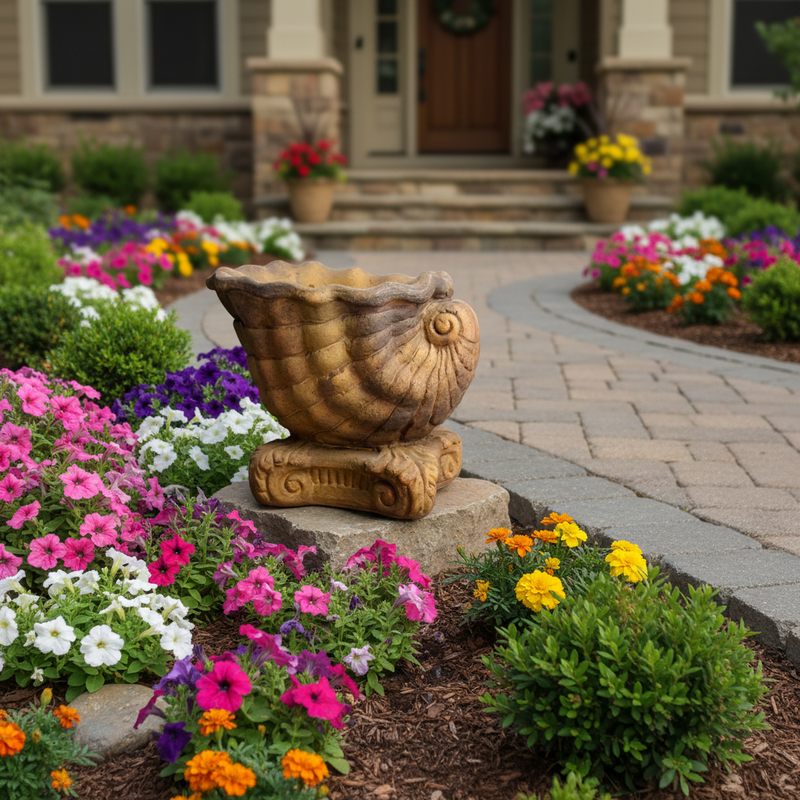 Triton Planter Large Garden Statue (13 - Inch) Side Angle