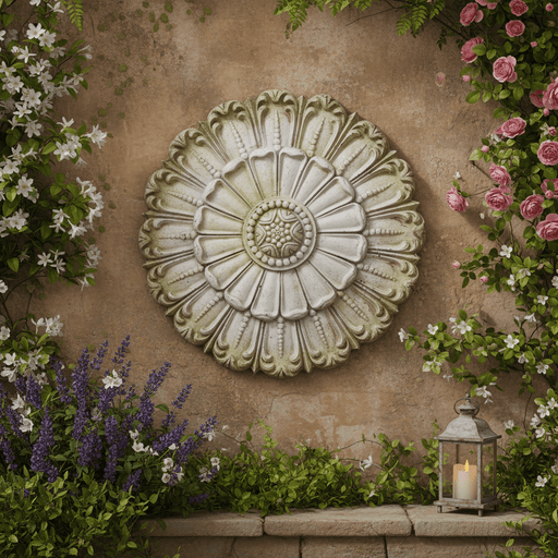 Tulip Medallion Garden Plaque (18.0 - Inch) Side Angle