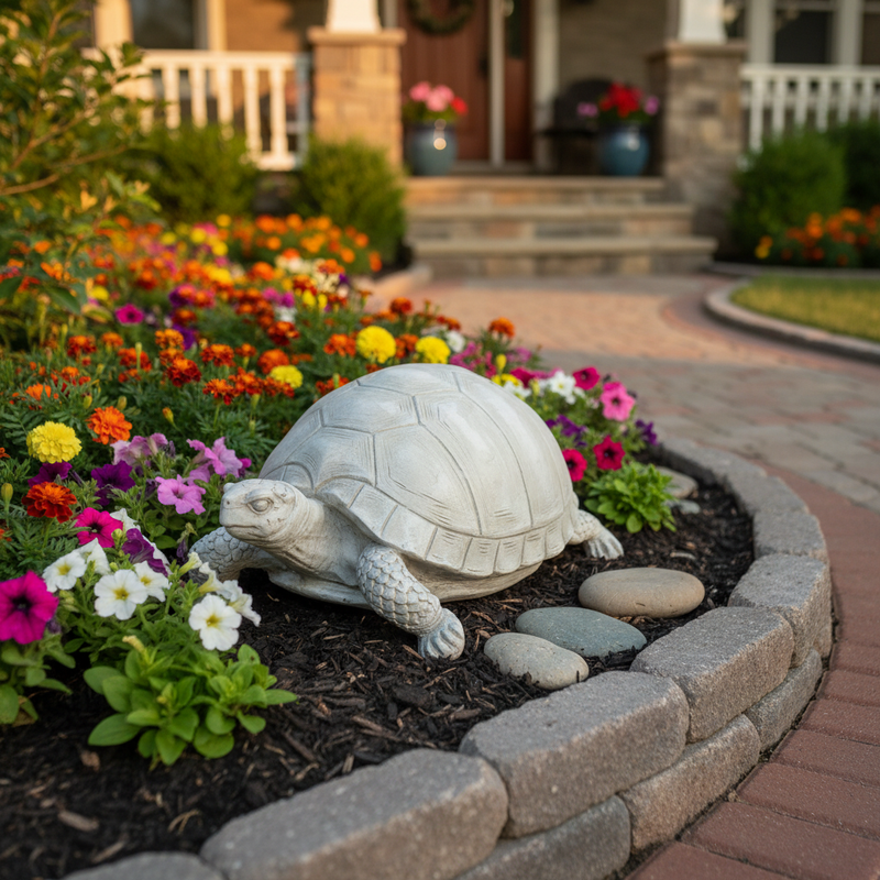 Turtle Garden Statue (12 - Inch) Side Angle